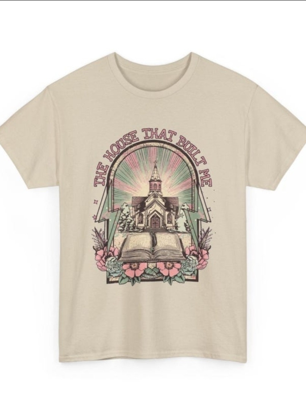 THE HOUSE THAT BUILT ME Church Shirt | Gildan 5000 Christian Boho Graphic Tee | - Picture 2 of 2